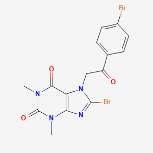 molecular formula C15H12Br2N4O3 B3250001 8-bromo-7-(2-(4-bromophenyl)-2-oxoethyl)-1,3-dimethyl-1H-purine-2,6(3H,7H)-dione CAS No. 19977-30-1
