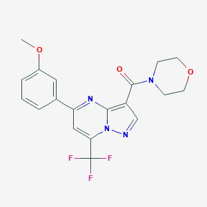 molecular formula C19H17F3N4O3 B325001 Methyl 3-[3-(4-morpholinylcarbonyl)-7-(trifluoromethyl)pyrazolo[1,5-a]pyrimidin-5-yl]phenyl ether 