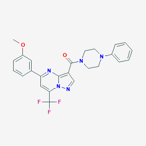 [5-(3-Methoxyphenyl)-7-(trifluoromethyl)pyrazolo[1,5-a]pyrimidin-3-yl](4-phenylpiperazin-1-yl)methanone