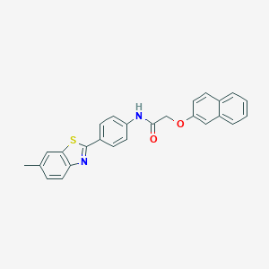 molecular formula C26H20N2O2S B325012 N-[4-(6-methyl-1,3-benzothiazol-2-yl)phenyl]-2-(2-naphthyloxy)acetamide 