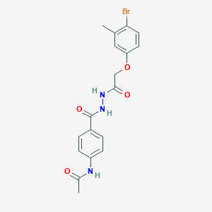 molecular formula C18H18BrN3O4 B325019 N-[4-({2-[(4-bromo-3-methylphenoxy)acetyl]hydrazino}carbonyl)phenyl]acetamide 