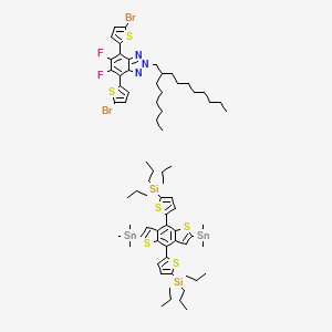 molecular formula C72H103Br2F2N3S6Si2Sn2 B3250502 2H-Benzotriazole, 4,7-bis(5-bromo-2-thienyl)-5,6-difluoro-2-(2-hexyldecyl)-, polymer with 1,1'-[4,8-bis[5-(tripropylsilyl)-2-thienyl]benzo[1,2-b:4,5-b']dithiophene-2,6-diyl]bis[1,1,1-trimethylstannane] CAS No. 2035466-89-6