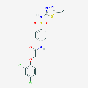 molecular formula C18H16Cl2N4O4S2 B325051 2-(2,4-dichlorophenoxy)-N-{4-[(5-ethyl-1,3,4-thiadiazol-2-yl)sulfamoyl]phenyl}acetamide 