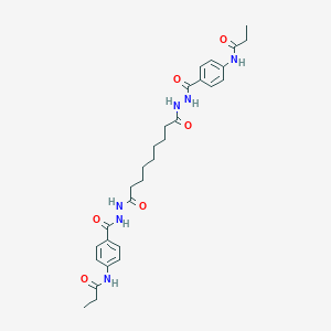 molecular formula C29H38N6O6 B325056 N-(4-{[2-(9-oxo-9-{2-[4-(propionylamino)benzoyl]hydrazino}nonanoyl)hydrazino]carbonyl}phenyl)propanamide 