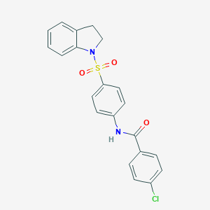 molecular formula C21H17ClN2O3S B325061 4-chloro-N-[4-(2,3-dihydro-1H-indol-1-ylsulfonyl)phenyl]benzamide 