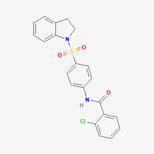 molecular formula C21H17ClN2O3S B325062 2-chloro-N-[4-(2,3-dihydro-1H-indol-1-ylsulfonyl)phenyl]benzamide 