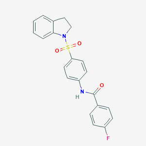 molecular formula C21H17FN2O3S B325064 N-[4-(2,3-dihydro-1H-indol-1-ylsulfonyl)phenyl]-4-fluorobenzamide 
