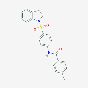 molecular formula C22H20N2O3S B325069 N-[4-(2,3-dihydro-1H-indol-1-ylsulfonyl)phenyl]-4-methylbenzamide 