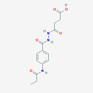 molecular formula C14H17N3O5 B325076 4-Oxo-4-{2-[4-(propionylamino)benzoyl]hydrazino}butanoic acid 