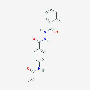 molecular formula C18H19N3O3 B325078 N-(4-{[2-(2-methylbenzoyl)hydrazino]carbonyl}phenyl)propanamide 