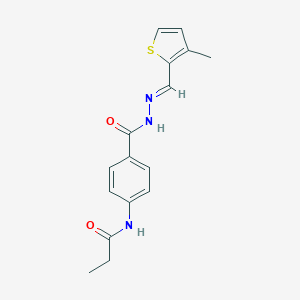 molecular formula C16H17N3O2S B325085 N-[4-({2-[(3-methyl-2-thienyl)methylene]hydrazino}carbonyl)phenyl]propanamide 