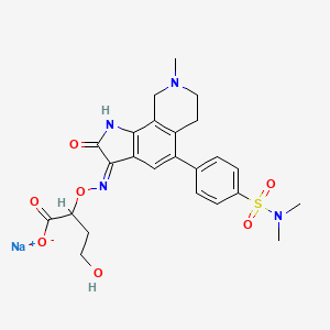 Sodium 2-{[(Z)-{5-[4-(dimethylsulfamoyl)phenyl]-8-methyl-2-oxo-1,2,6,7,8,9-hexahydro-3H-pyrrolo[3,2-h]isoquinolin-3-ylidene}amino]oxy}-4-hydroxybutanoate