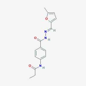 molecular formula C16H17N3O3 B325088 N-[4-({2-[(5-methyl-2-furyl)methylene]hydrazino}carbonyl)phenyl]propanamide 
