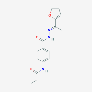 molecular formula C16H17N3O3 B325089 N-[4-({2-[1-(2-furyl)ethylidene]hydrazino}carbonyl)phenyl]propanamide 