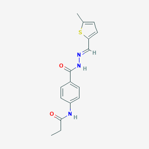 molecular formula C16H17N3O2S B325090 N-[4-({2-[(5-methyl-2-thienyl)methylene]hydrazino}carbonyl)phenyl]propanamide 