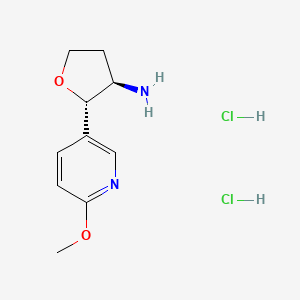 rac-(2R,3S)-2-(6-methoxypyridin-3-yl)oxolan-3-amine dihydrochloride, trans