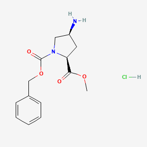 molecular formula C14H19ClN2O4 B3251136 (2S,4S)-1-Benzyl 2-methyl 4-aminopyrrolidine-1,2-dicarboxylate hydrochloride CAS No. 207304-86-7