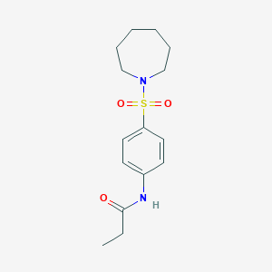 molecular formula C15H22N2O3S B325118 N-[4-(azepan-1-ylsulfonyl)phenyl]propanamide 