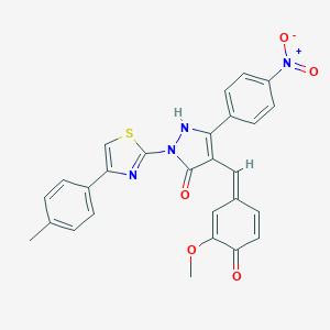 4-[(Z)-(3-methoxy-4-oxocyclohexa-2,5-dien-1-ylidene)methyl]-2-[4-(4-methylphenyl)-1,3-thiazol-2-yl]-5-(4-nitrophenyl)-1H-pyrazol-3-one