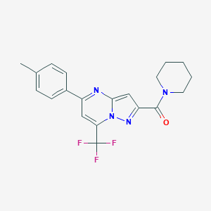 molecular formula C20H19F3N4O B325131 5-(4-Methylphenyl)-2-(1-piperidinylcarbonyl)-7-(trifluoromethyl)pyrazolo[1,5-a]pyrimidine 