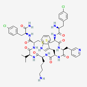 molecular formula C54H66Cl2N12O8S2 B3251356 Cpa-c(D-Cys-Pal-D-Trp-Lys-Val-Cys)-Cpa-amide CAS No. 209006-05-3