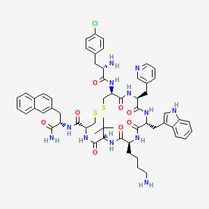 molecular formula C59H71ClN12O8S2 B3251364 (4R,7S,10S,13R,16S,19S)-10-(4-aminobutyl)-19-[[(2S)-2-amino-3-(4-chlorophenyl)propanoyl]amino]-N-[(2S)-1-amino-3-naphthalen-2-yl-1-oxopropan-2-yl]-7-tert-butyl-13-(1H-indol-3-ylmethyl)-6,9,12,15,18-pentaoxo-16-(pyridin-3-ylmethyl)-1,2-dithia-5,8,11,14,17-pentazacycloicosane-4-carboxamide CAS No. 209006-18-8