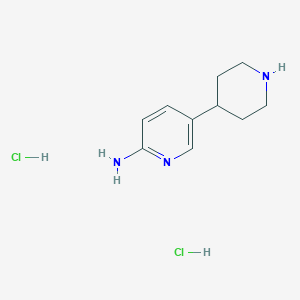 molecular formula C10H17Cl2N3 B3251428 5-(Piperidin-4-yl)pyridin-2-amine dihydrochloride CAS No. 2094312-75-9