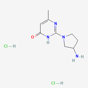 molecular formula C9H16Cl2N4O B3251433 2-(3-Aminopyrrolidin-1-yl)-6-methyl-3,4-dihydropyrimidin-4-one dihydrochloride CAS No. 2094621-07-3