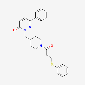 molecular formula C25H27N3O2S B3251547 6-Phenyl-2-({1-[3-(phenylsulfanyl)propanoyl]piperidin-4-yl}methyl)-2,3-dihydropyridazin-3-one CAS No. 2097928-02-2