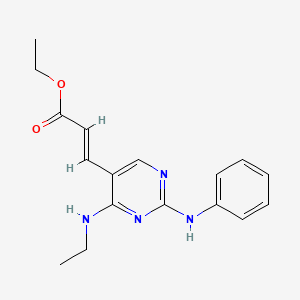molecular formula C17H20N4O2 B3251747 2-Propenoic acid, 3-[4-(ethylamino)-2-(phenylamino)-5-pyrimidinyl]-, ethyl ester, (2E)- CAS No. 211244-78-9