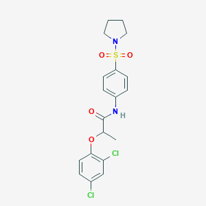 molecular formula C19H20Cl2N2O4S B325190 2-(2,4-dichlorophenoxy)-N-[4-(1-pyrrolidinylsulfonyl)phenyl]propanamide 