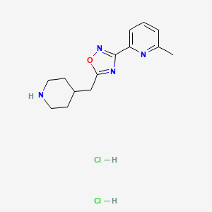 molecular formula C14H20Cl2N4O B3251927 3-(6-Methylpyridin-2-yl)-5-(piperidin-4-ylmethyl)-1,2,4-oxadiazole;dihydrochloride CAS No. 2126177-97-5