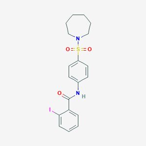 molecular formula C19H21IN2O3S B325199 N-[4-(azepan-1-ylsulfonyl)phenyl]-2-iodobenzamide 