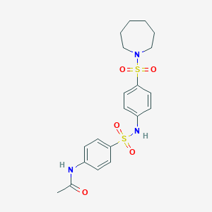 molecular formula C20H25N3O5S2 B325202 N-[4-({[4-(1-azepanylsulfonyl)phenyl]amino}sulfonyl)phenyl]acetamide 