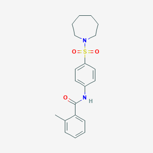 molecular formula C20H24N2O3S B325204 N-[4-(1-azepanylsulfonyl)phenyl]-2-methylbenzamide 