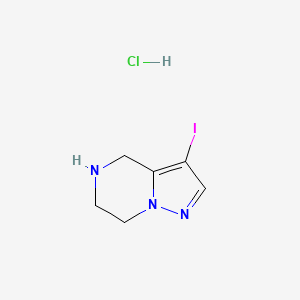 molecular formula C6H9ClIN3 B3252071 3-iodo-4H,5H,6H,7H-pyrazolo[1,5-a]pyrazine hydrochloride CAS No. 2137851-37-5