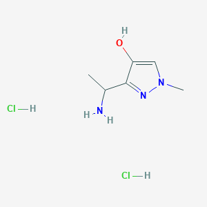 molecular formula C6H13Cl2N3O B3252095 3-(1-aminoethyl)-1-methyl-1H-pyrazol-4-ol dihydrochloride CAS No. 2138425-61-1