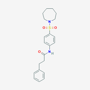 molecular formula C21H26N2O3S B325215 N-[4-(1-azepanylsulfonyl)phenyl]-3-phenylpropanamide 