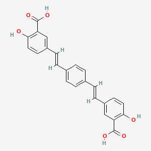 molecular formula C24H18O6 B3252270 5-((E)-2-{4-[(E)-2-(3-羧基-4-羟基苯基)乙烯基]-苯基}乙烯基)-2-羟基苯甲酸 CAS No. 215294-98-7