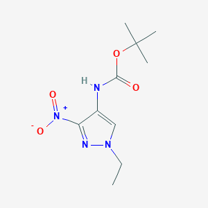 molecular formula C10H16N4O4 B3252446 t-Butyl (1-ethyl-3-nitro-1H-pyrazol-4-yl)carbamate CAS No. 2171313-75-8