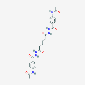 molecular formula C24H28N6O6 B325245 N-(4-{[2-(6-{2-[4-(acetylamino)benzoyl]hydrazino}-6-oxohexanoyl)hydrazino]carbonyl}phenyl)acetamide 