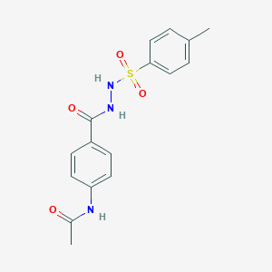 molecular formula C16H17N3O4S B325246 N-[4-({2-[(4-methylphenyl)sulfonyl]hydrazino}carbonyl)phenyl]acetamide 