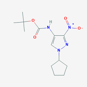 molecular formula C13H20N4O4 B3252466 t-Butyl (1-cyclopentyl-3-nitro-1H-pyrazol-4-yl)carbamate CAS No. 2171314-42-2