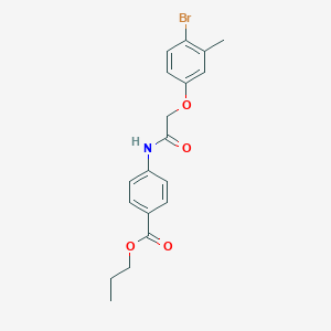 molecular formula C19H20BrNO4 B325269 Propyl 4-{[(4-bromo-3-methylphenoxy)acetyl]amino}benzoate 