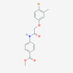 molecular formula C17H16BrNO4 B325271 Methyl 4-{[(4-bromo-3-methylphenoxy)acetyl]amino}benzoate 