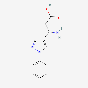 molecular formula C12H13N3O2 B3252757 3-氨基-3-(1-苯基-1H-吡唑-4-基)丙酸 CAS No. 21936-99-2