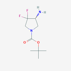 molecular formula C9H16F2N2O2 B3252842 1-Pyrrolidinecarboxylic acid, 4-amino-3,3-difluoro-, 1,1-dimethylethyl ester, (4R)- CAS No. 2199214-47-4