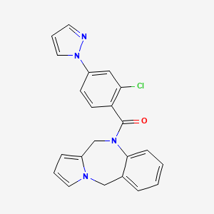 molecular formula C22H17ClN4O B3252933 (5H-benzo[e]pyrrolo[1,2-a][1,4]diazepin-10(11H)-yl)(2-chloro-4-(1H-pyrazol-1-yl)phenyl)Methanone CAS No. 220460-98-0