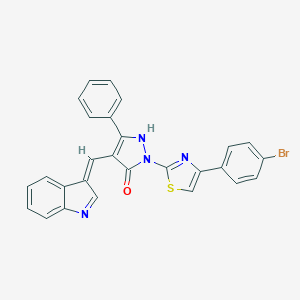 molecular formula C27H17BrN4OS B325304 2-[4-(4-bromophenyl)-1,3-thiazol-2-yl]-4-[(Z)-indol-3-ylidenemethyl]-5-phenyl-1H-pyrazol-3-one CAS No. 5797-59-1