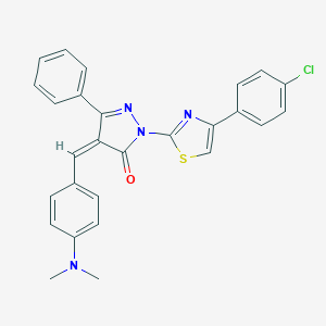 (4Z)-2-[4-(4-chlorophenyl)-1,3-thiazol-2-yl]-4-[4-(dimethylamino)benzylidene]-5-phenyl-2,4-dihydro-3H-pyrazol-3-one